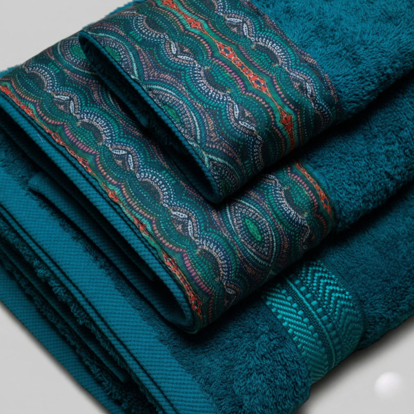 Πετσέτα Σώματος (80x150) White Fabric Bettina Green 600gsm