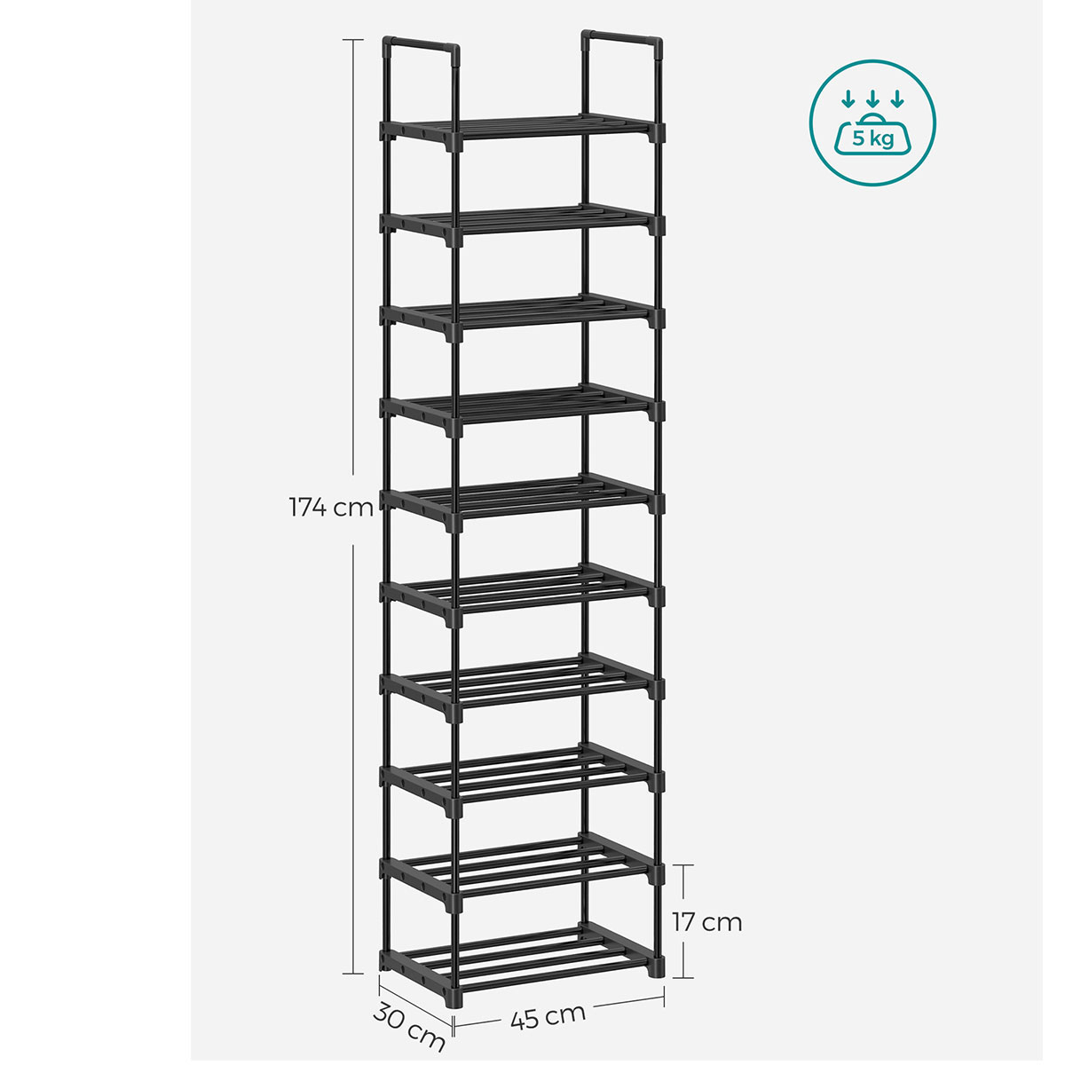 Παπουτσοθήκη 20 Θέσεων (45X30X174) Songmics Lsa25Bk Home Έπιπλα Παπουτσοθήκες Spitishop
