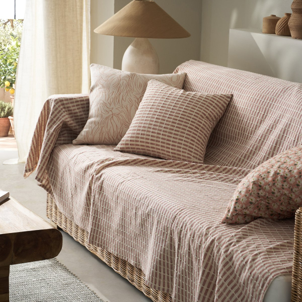 Ριχτάρι Καναπέ Διθέσιου (180x250) Gofis Home Elysia Silver Dusty Rust 531/02