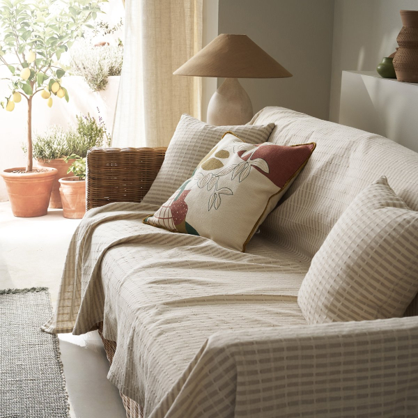 Ριχτάρι Καναπέ Διθέσιου (180x250) Gofis Home Elysia Silver Hemp Beige 531/06