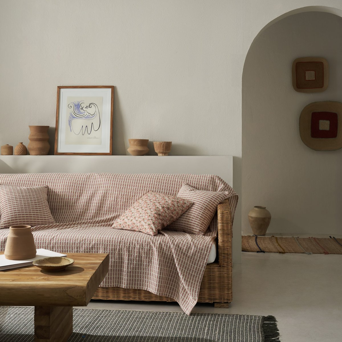 Ριχτάρι Καναπέ Τριθέσιου (180X310) Gofis Home Elysia Silver Dusty Rust 531 02 Λευκά Είδη Σαλονιού Ριχτάρια Spitishop