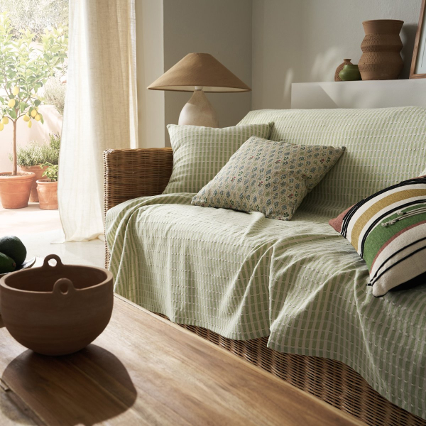 Ριχτάρι Καναπέ Τριθέσιου (180x310) Gofis Home Elysia Silver Garden Green 531/18