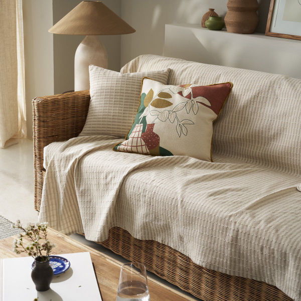 Ριχτάρι Καναπέ Τριθέσιου (180x310) Gofis Home Elysia Silver Hemp Beige 531/06