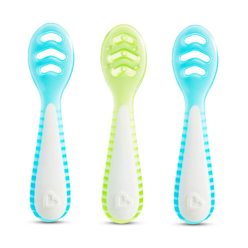 Κουτάλια Φαγητού (Σετ 3τμχ) Munchkin Gentle Dip Blue-Green