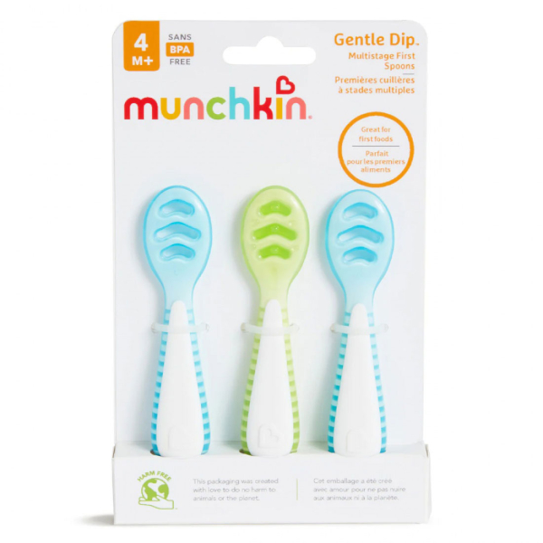 Κουτάλια Φαγητού (Σετ 3τμχ) Munchkin Gentle Dip Blue-Green