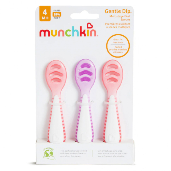 Κουτάλια Φαγητού (Σετ 3τμχ) Munchkin Gentle Dip Pink-Purple