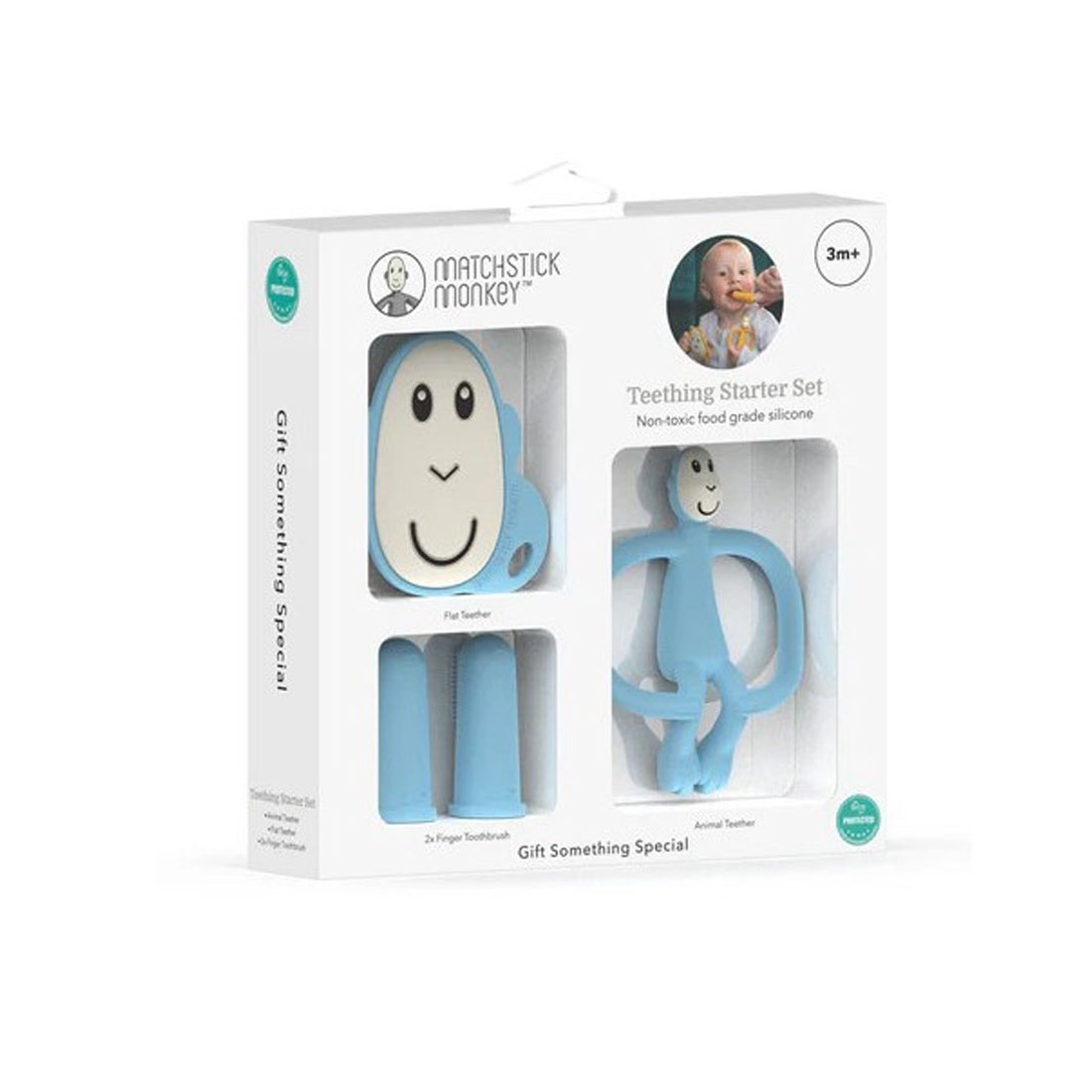 Σετ Περιποίησης Δοντιών Matchstick Monkey Teething Starter Set L Blue Home Βρεφικά Μασητικά για Μωρά - Οδοντοφυία Spitishop