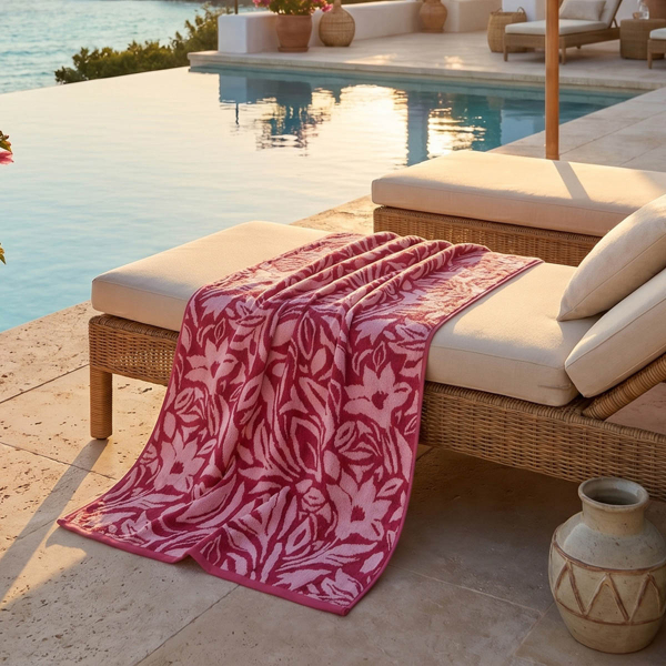 Πετσέτα Θαλάσσης (80x160) Easy Home Velour Floral Pink