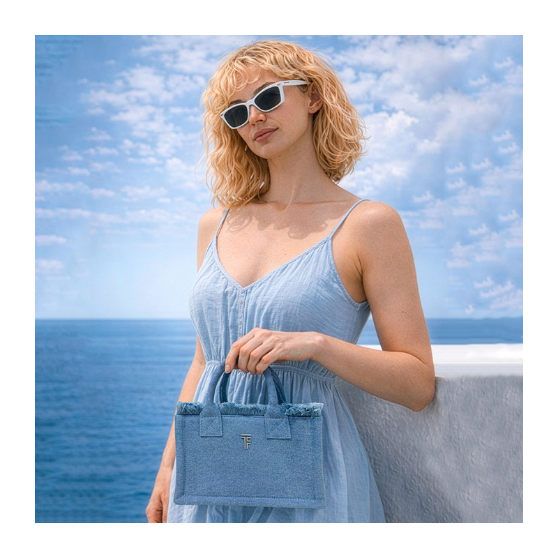 Τσάντα Θαλάσσης (20x9x14) Feel & Touch Caribbean Denim Mini