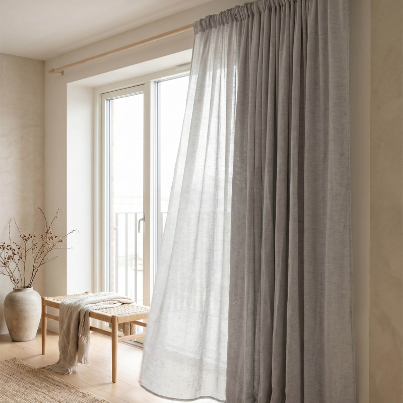 Κουρτίνα (140x270) Με Τρέσα Easy Home Harmonica Grey