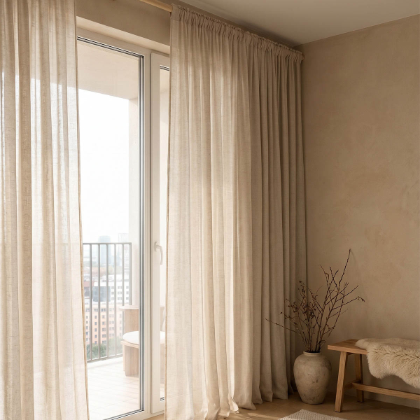 Κουρτίνα (140x270) Με Τρέσα Easy Home Harmonica Beige