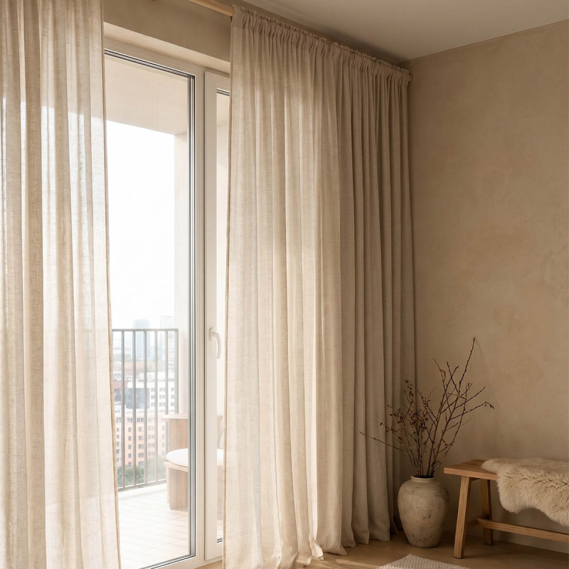 Κουρτίνα (140x270) Με Τρέσα Easy Home Harmonica Beige