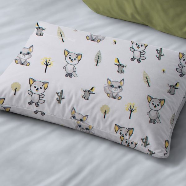 Βρεφική Μαξιλαροθήκη (35x45) Dimcol Baby Foxes 595 White - Grey