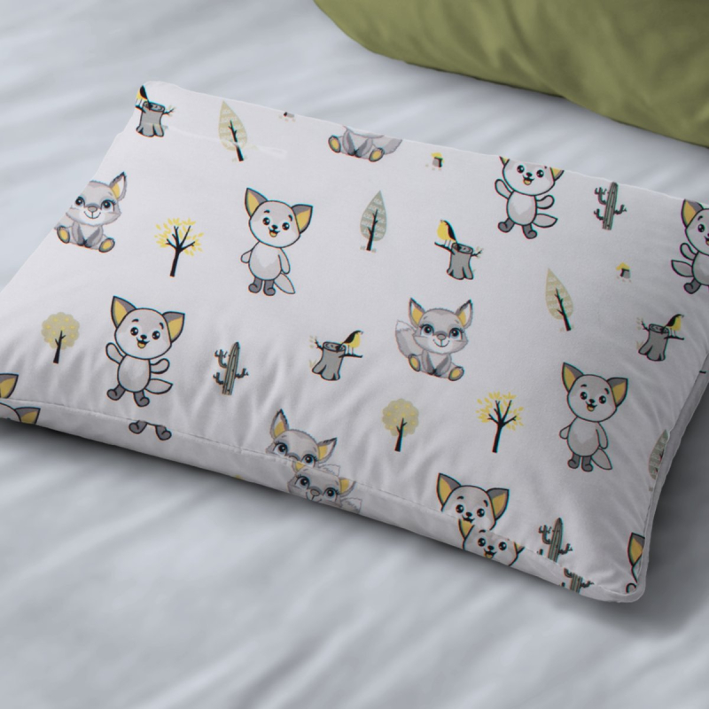 Βρεφική Μαξιλαροθήκη (35x45) Dimcol Baby Foxes 595 White - Grey