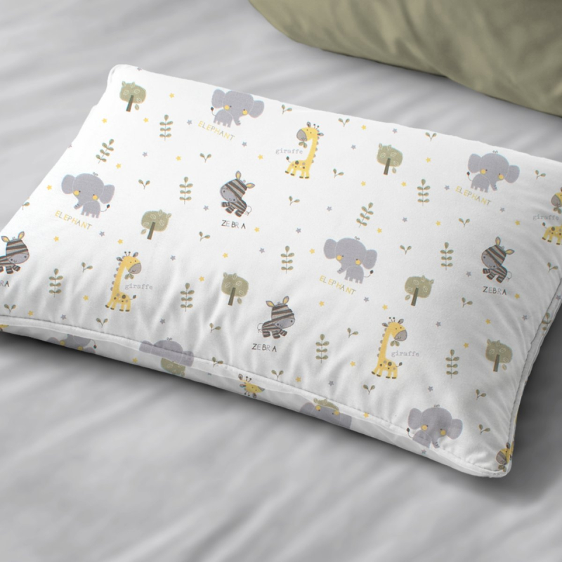 Βρεφική Μαξιλαροθήκη (35x45) Dimcol Happy Safari 713 White - Grey