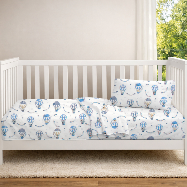 Σεντόνι Κούνιας Με Λάστιχο (70x140+15) Dimcol The Floating Zoo 596 White -Blue