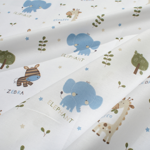 Σεντόνι Κούνιας Με Λάστιχο (70x140+15) Dimcol Happy Safari 711 White - Sky Blue