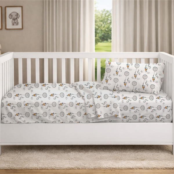 Σεντόνι Κούνιας Με Λάστιχο (70x140+15) Dimcol Floating Bunny 715 Grey