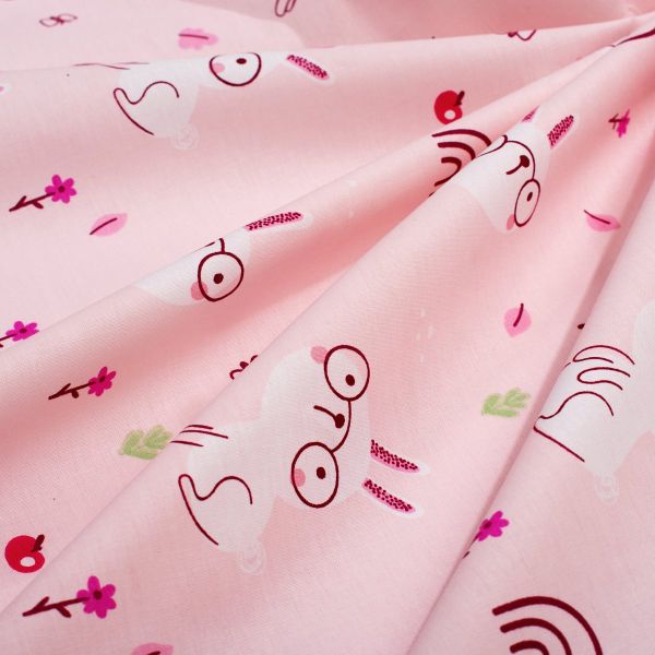 Σεντόνι Λίκνου (80x110) Dimcol Rabbit Garden 585 Pink