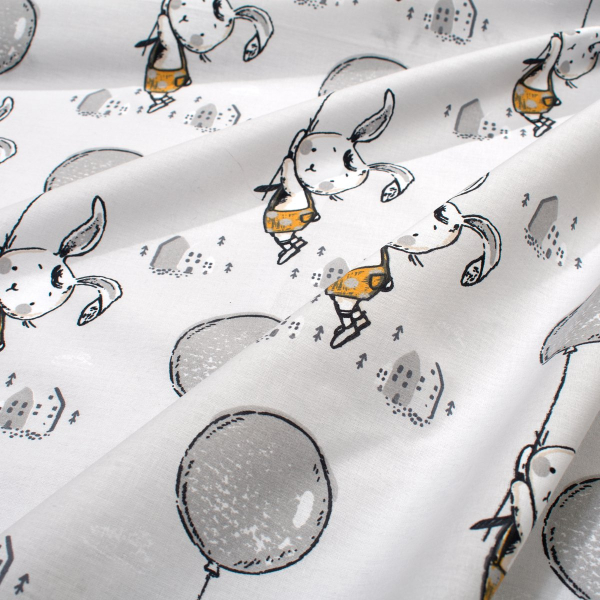Σεντόνι Λίκνου (80x110) Dimcol Floating Bunny 715 Grey