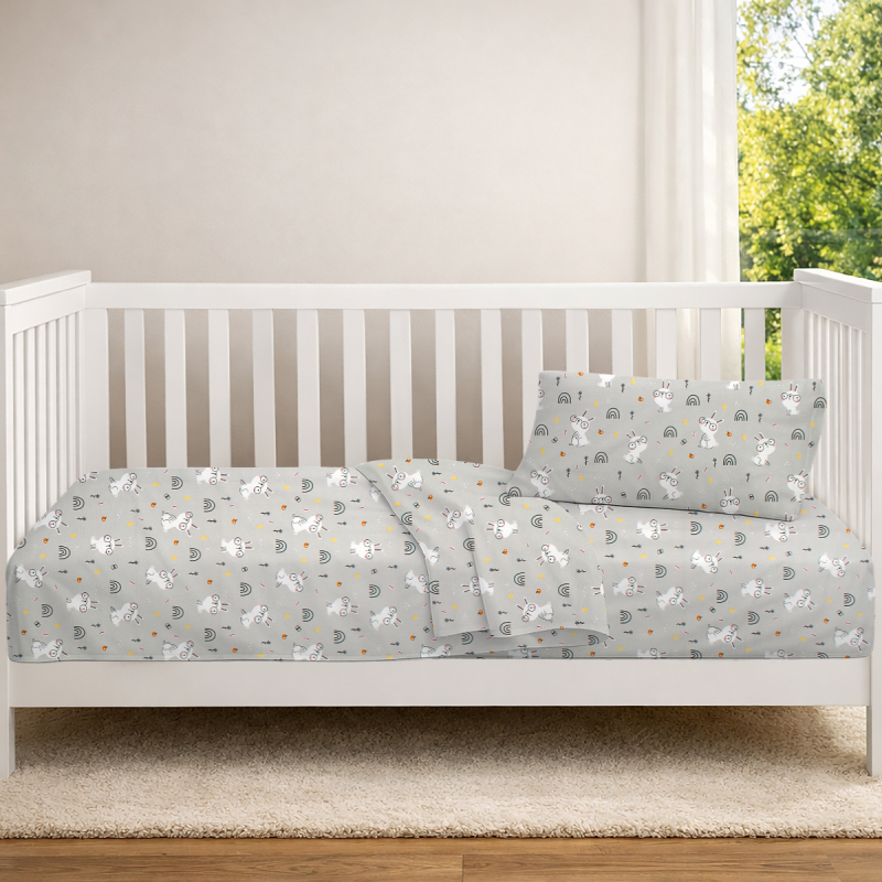 Σεντόνια Κούνιας (Σετ) Dimcol Rabbit Garden 586 Grey