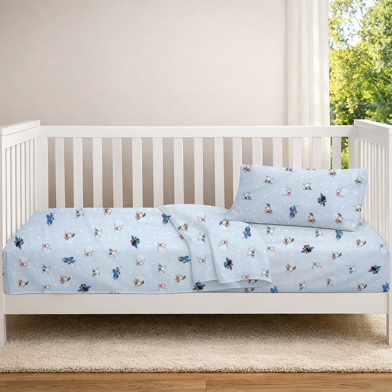 Σεντόνια Κούνιας (Σετ) Dimcol Bear's Playtime 591 Sky Blue