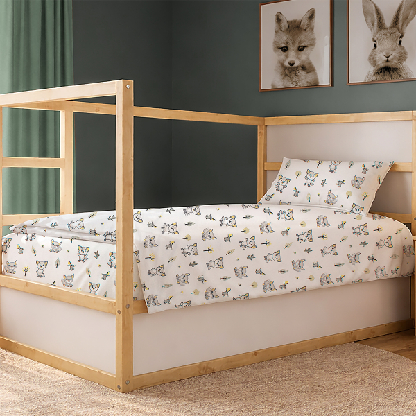 Παπλωματοθήκη Μονή (160x240) Dimcol Baby Foxes 595 White - Grey