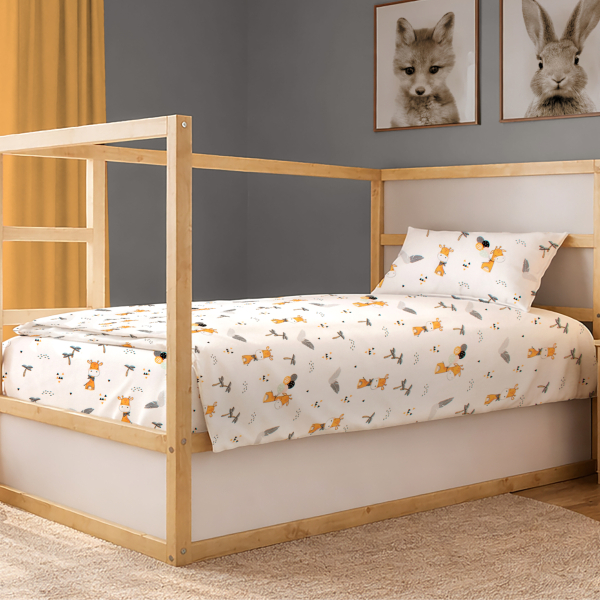 Παπλωματοθήκη Μονή (160x240) Dimcol Giraffe 599 White - Orange