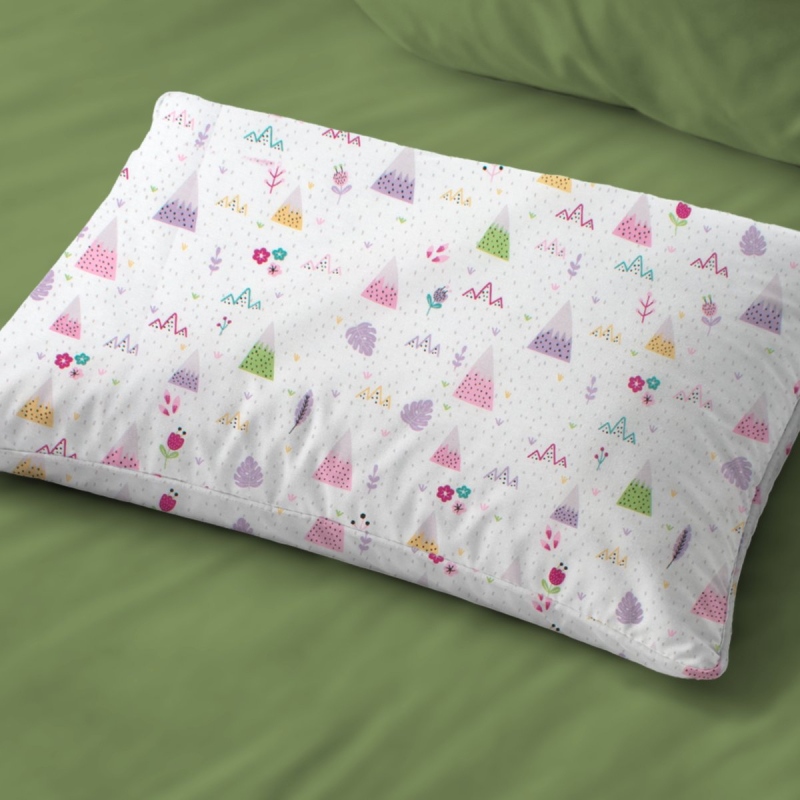 Παιδική Μαξιλαροθήκη (50x70) Dimcol Whimsical Mountainside 587 White - Pastel Lilac