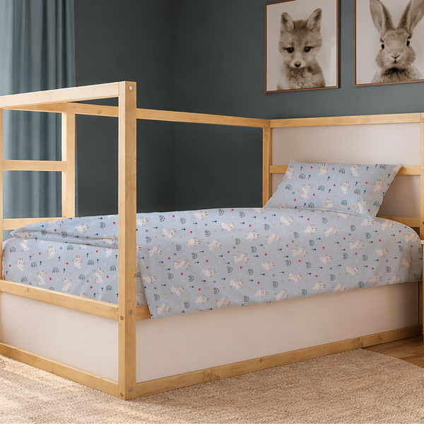 Σεντόνια Μονά (Σετ 3τμχ) Dimcol Rabbit Garden 584 Sky Blue