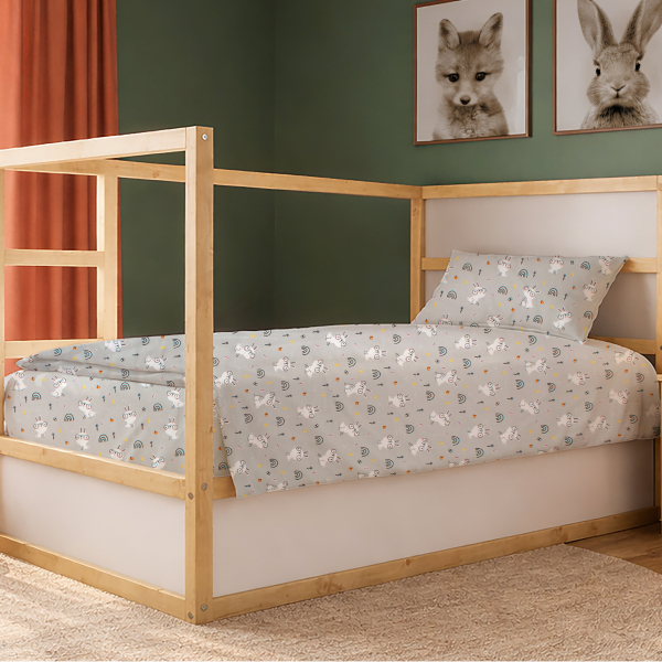 Σεντόνια Μονά (Σετ 3τμχ) Dimcol Rabbit Garden 586 Grey