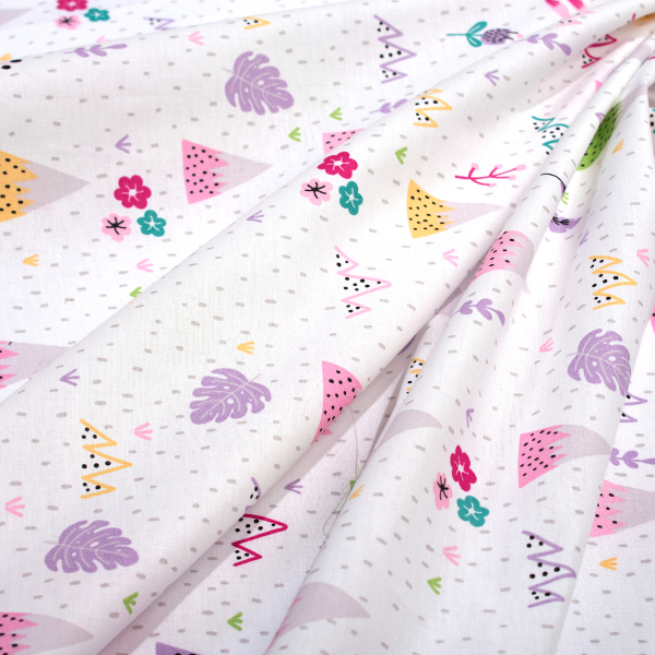 Σεντόνια Μονά (Σετ 3τμχ) Dimcol Whimsical Mountainside 587 White - Pastel Lilac