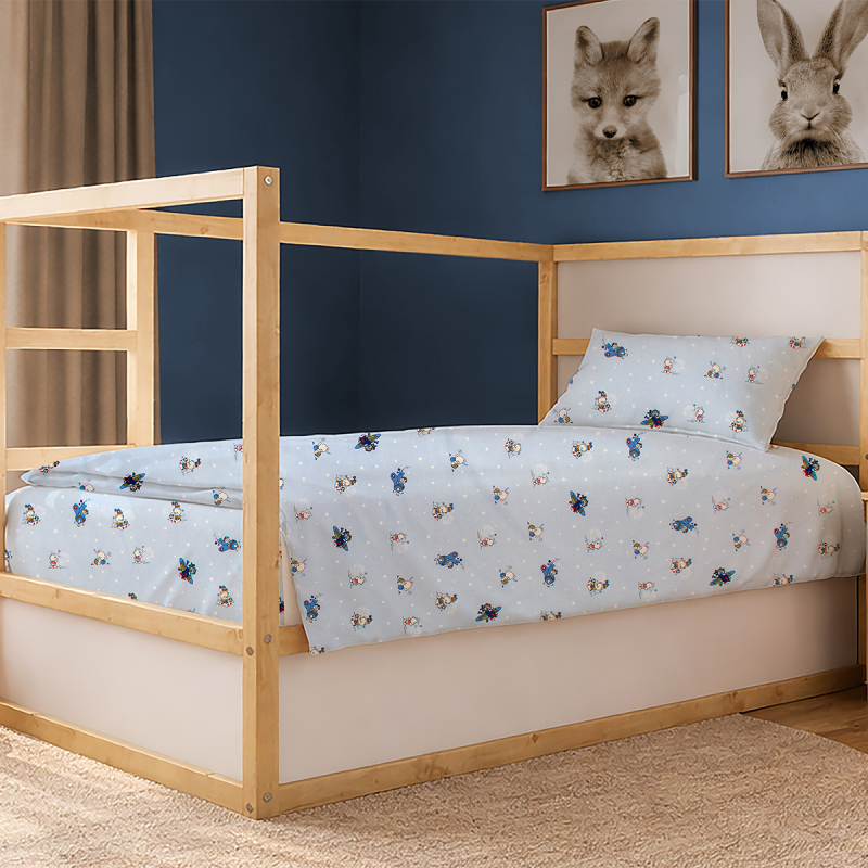 Σεντόνια Μονά (Σετ 3τμχ) Dimcol Bear's Playtime 591 Sky Blue