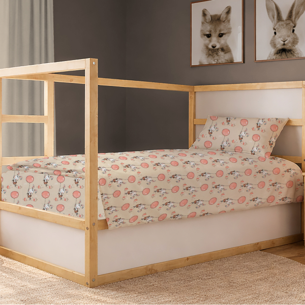 Σεντόνια Μονά (Σετ 3τμχ) Dimcol Floating Bunny 714 Beige - Salmon