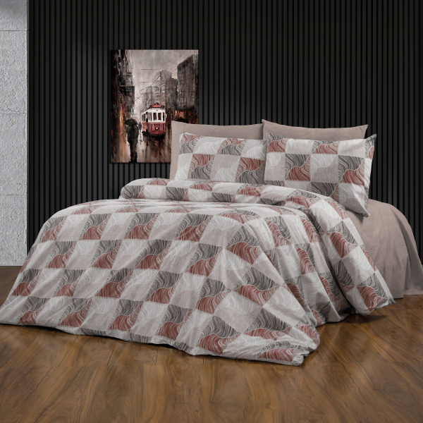 Σεντόνια Υπέρδιπλα (Σετ 220x240) Dimcol Κλεοπάτρα 611 Red - Black