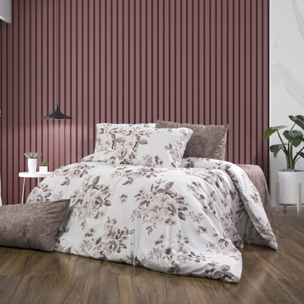 Σεντόνια Υπέρδιπλα (Σετ 240x270) Dimcol Βερονίκη 488 White - Mocha