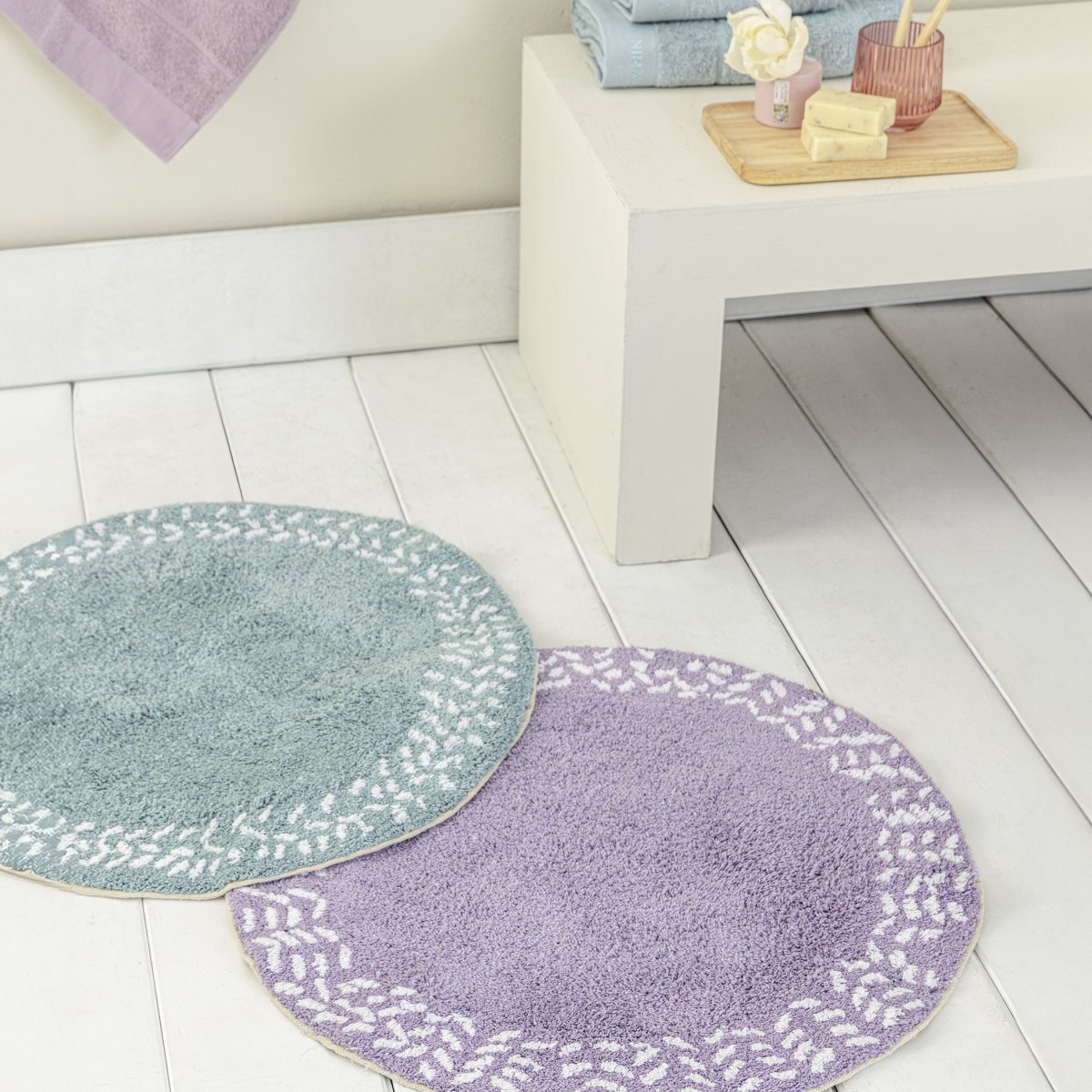 Πατάκι Μπάνιου (Φ60) Nima Elise Dusty Aqua Home Μπάνιο Πατάκια Spitishop