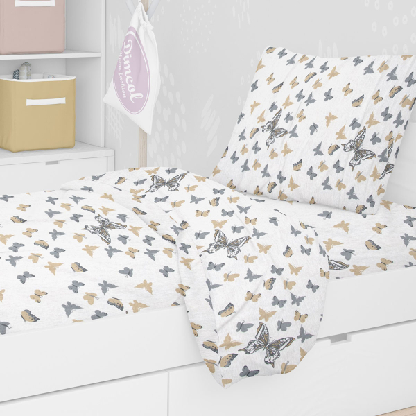 Σεντόνια Μονά (Σετ 3τμχ) Dimcol Butterfly 55 Beige
