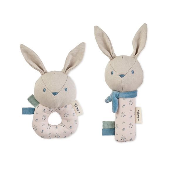 Κουδουνίστρες (Σετ 2τμχ) Saro Cotton Bunnies Blue 21341
