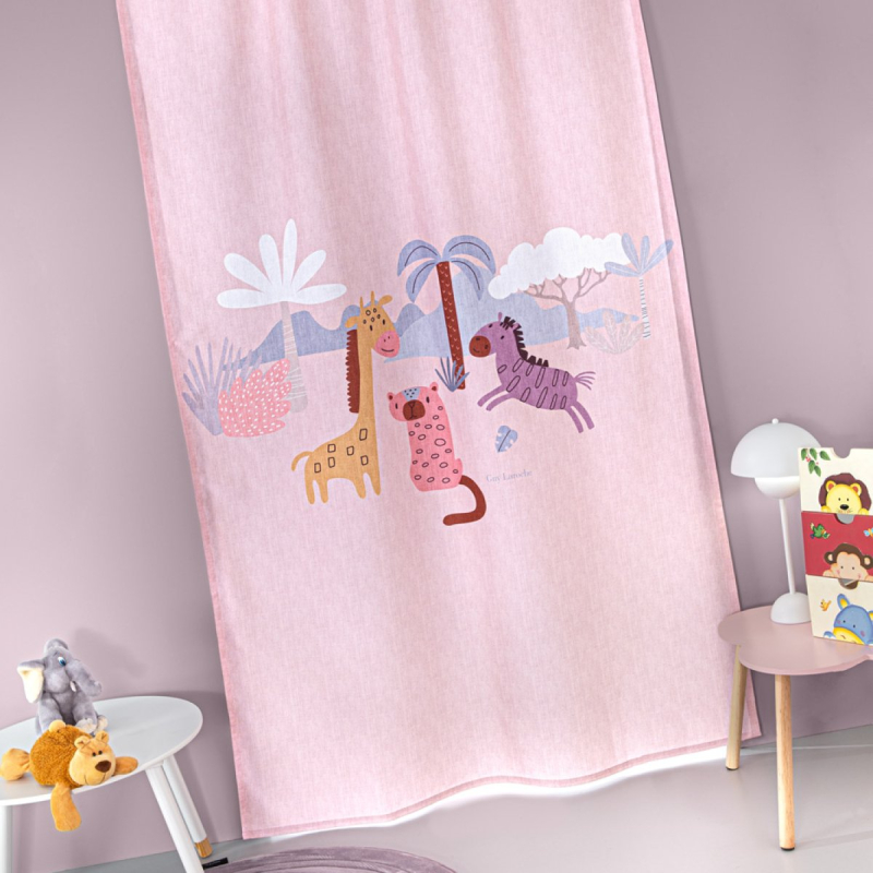 Παιδική Κουρτίνα (145x270) Με Τρέσα Guy Laroche Jungle Pink
