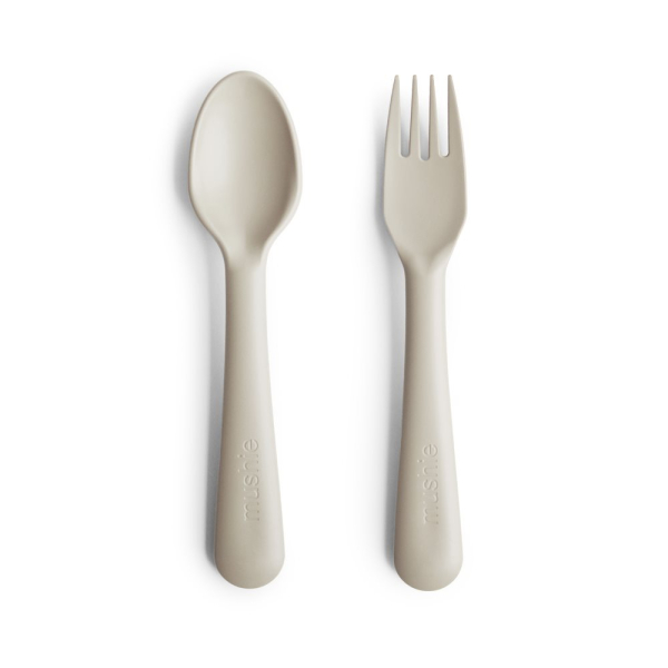 Κουτάλι + Πιρούνι (Σετ) Mushie Ivory 66-2380094