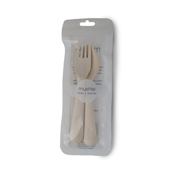 Κουτάλι + Πιρούνι (Σετ) Mushie Ivory 66-2380094