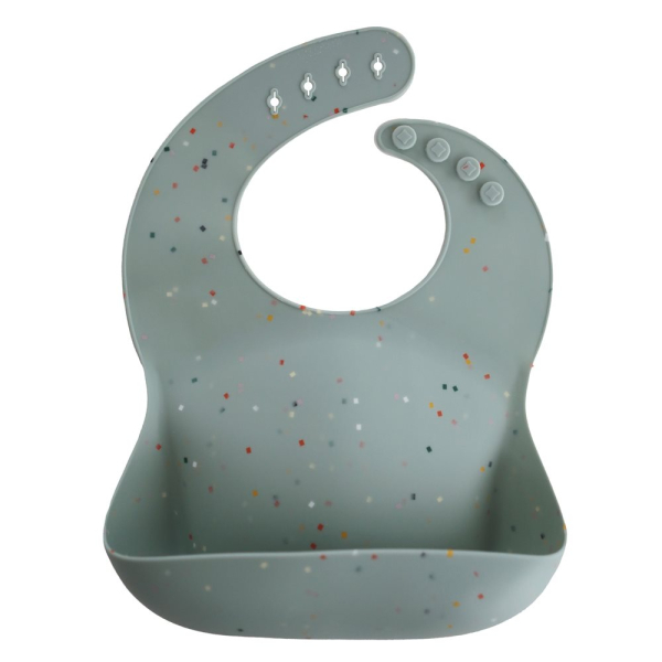 Σαλιάρα Σιλικόνης 6+ Μηνών (24.1x28) Mushie Cambridge Blue Confetti 66-2500354
