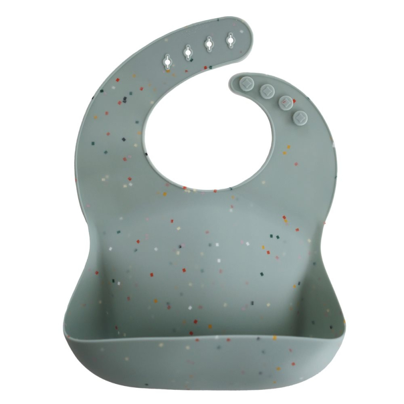 Σαλιάρα Σιλικόνης 6+ Μηνών (24.1x28) Mushie Cambridge Blue Confetti 66-2500354