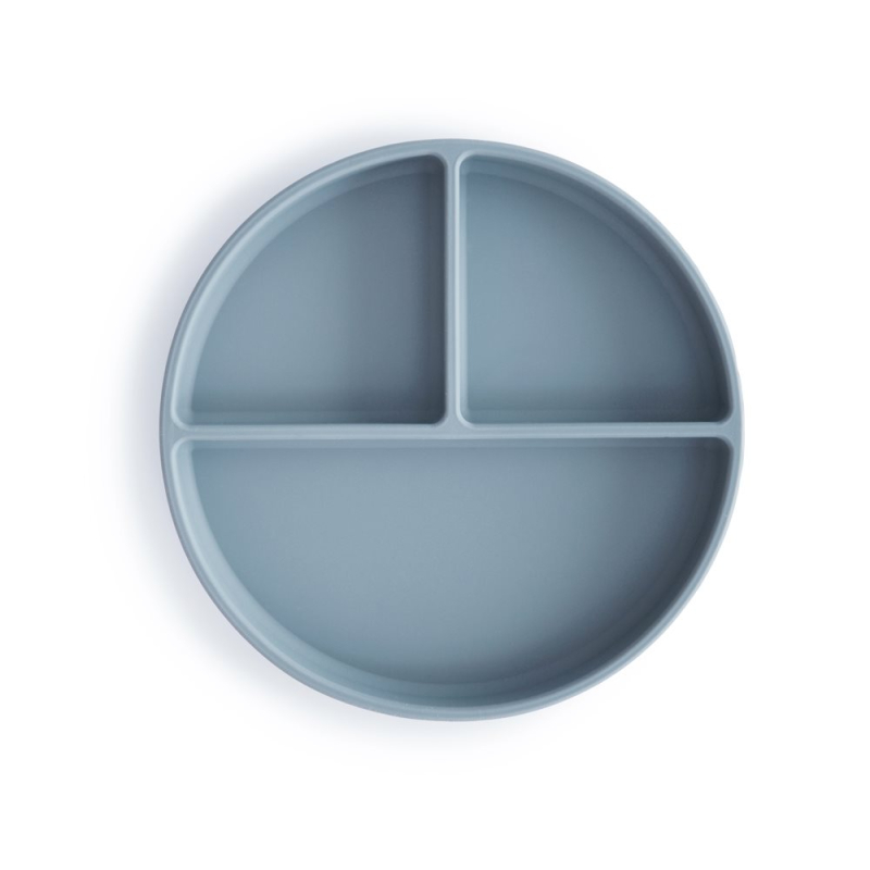 Πιάτο Σιλικόνης (Φ18.5) Με Χωρίσματα Mushie Powder Blue 66-2320228