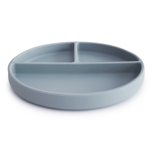Πιάτο Σιλικόνης (Φ18.5) Με Χωρίσματα Mushie Powder Blue 66-2320228