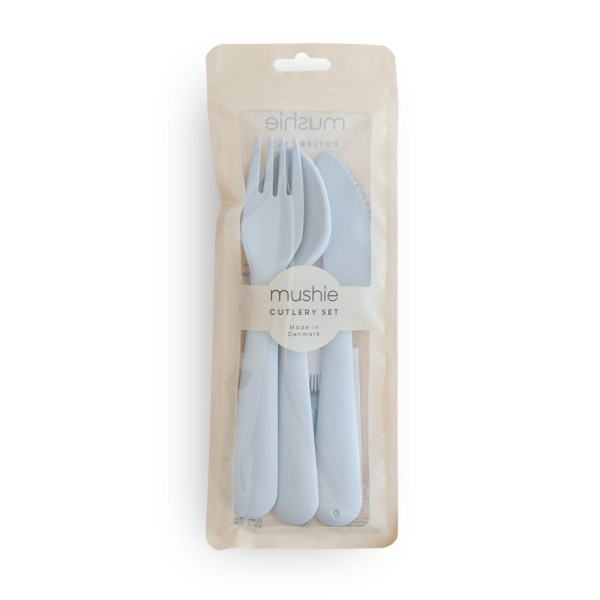 Πιρούνι-Μαχαίρι-Κουτάλι (Σετ) Mushie Powder Blue 66-101338