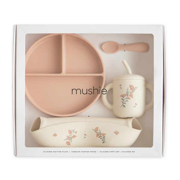 Παιδικό Σετ Φαγητού 4τμχ Mushie Pink Flowers 66-102044