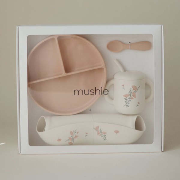 Παιδικό Σετ Φαγητού 4τμχ Mushie Pink Flowers 66-102044