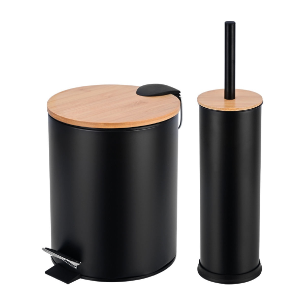 Σετ Πιγκάλ & Κάδος Απορριμάτων Μπάνιου Estia Bamboo Essentials Black 02-35631